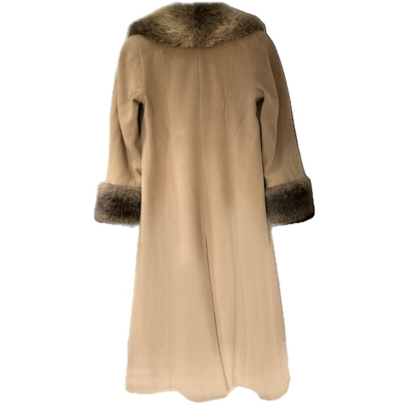 🧥 ALBERT NIPON Vintage Camel Wool Swing Coat‎ Sz 10 Faux Fur Trim Old Money - Picture 3 of 14